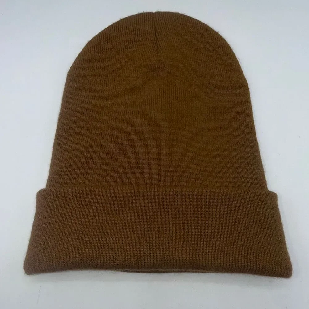 CARHARTT Brown Knit Rubber Patch Beanie